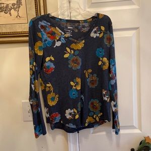 Medium Sonoma Long Sleeved Top Blue with Floral Design